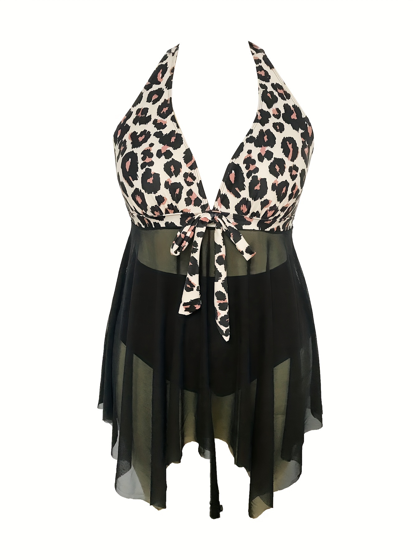 Plus Size Vacay Bikini Set Women's Plus Colorblock Leopard - Temu New  Zealand