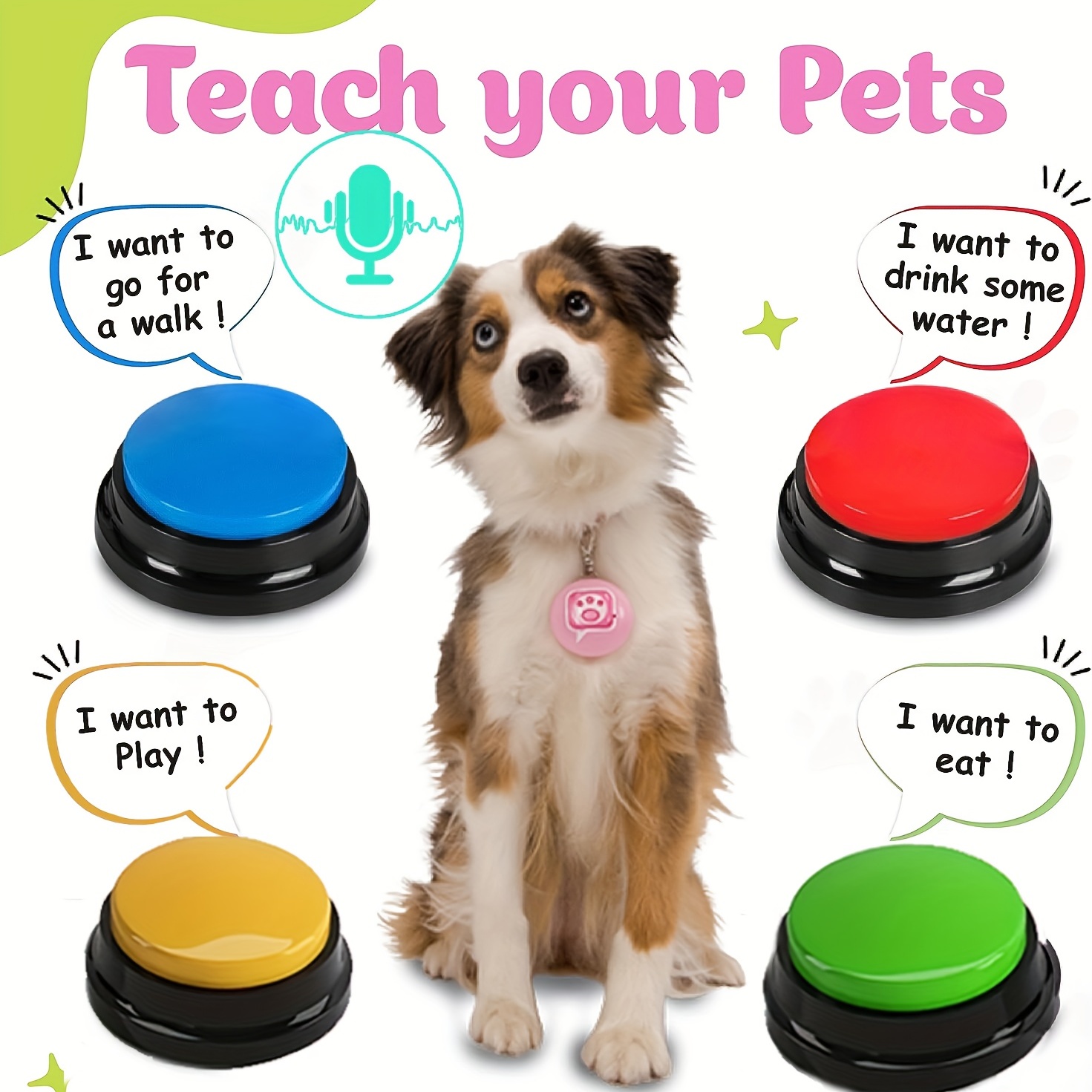 Boutons de conversation de chien enregistrables Définir des boutons de  commande vocale pour chiens Buzzer de formation pour animaux de  compagnie-100% Nouveau