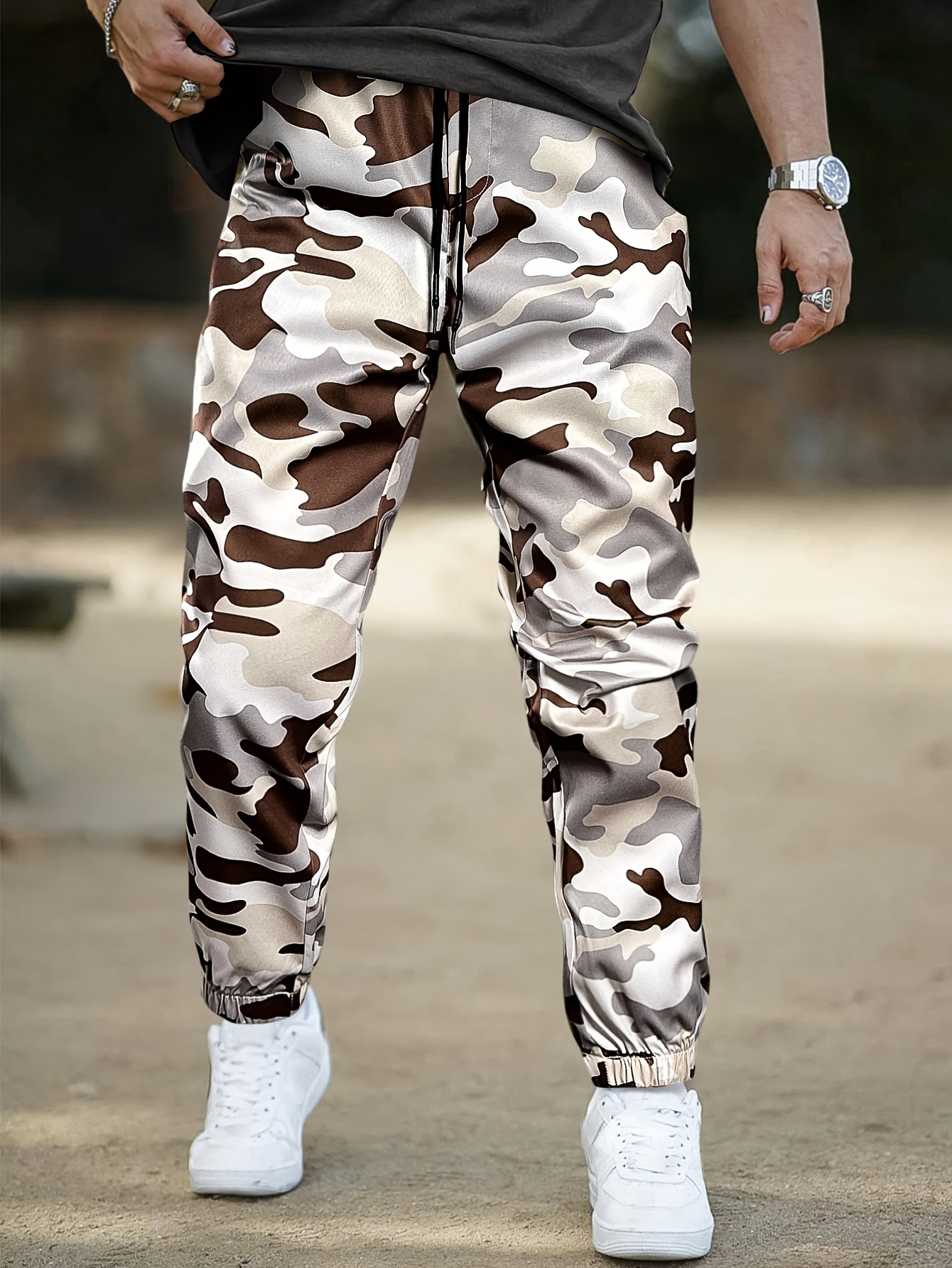 Men's Summer Fashion Camouflage Drawstring Joggers Cargo Pants