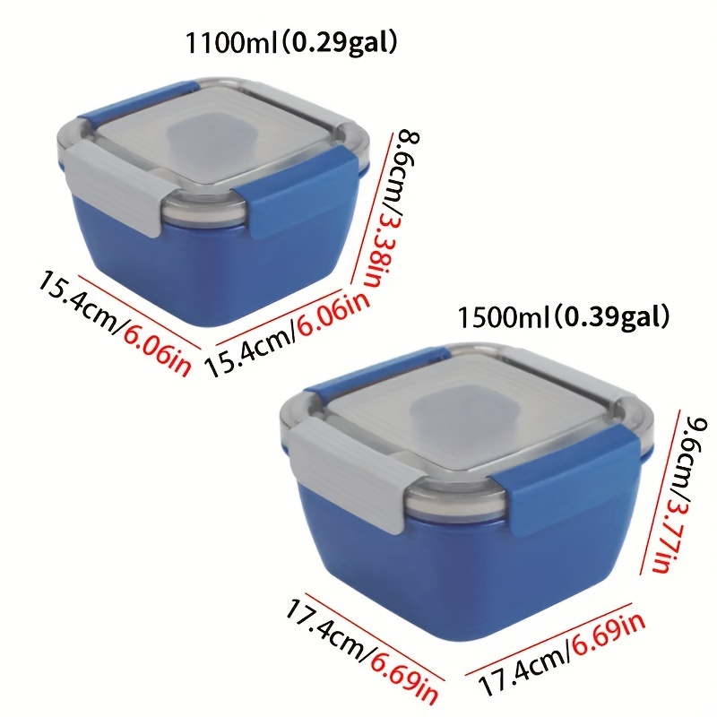 1pc Salad lunch container, bento box 1.1L salad bowl, with 3 compartments,  for salad toppings and back to school snacks