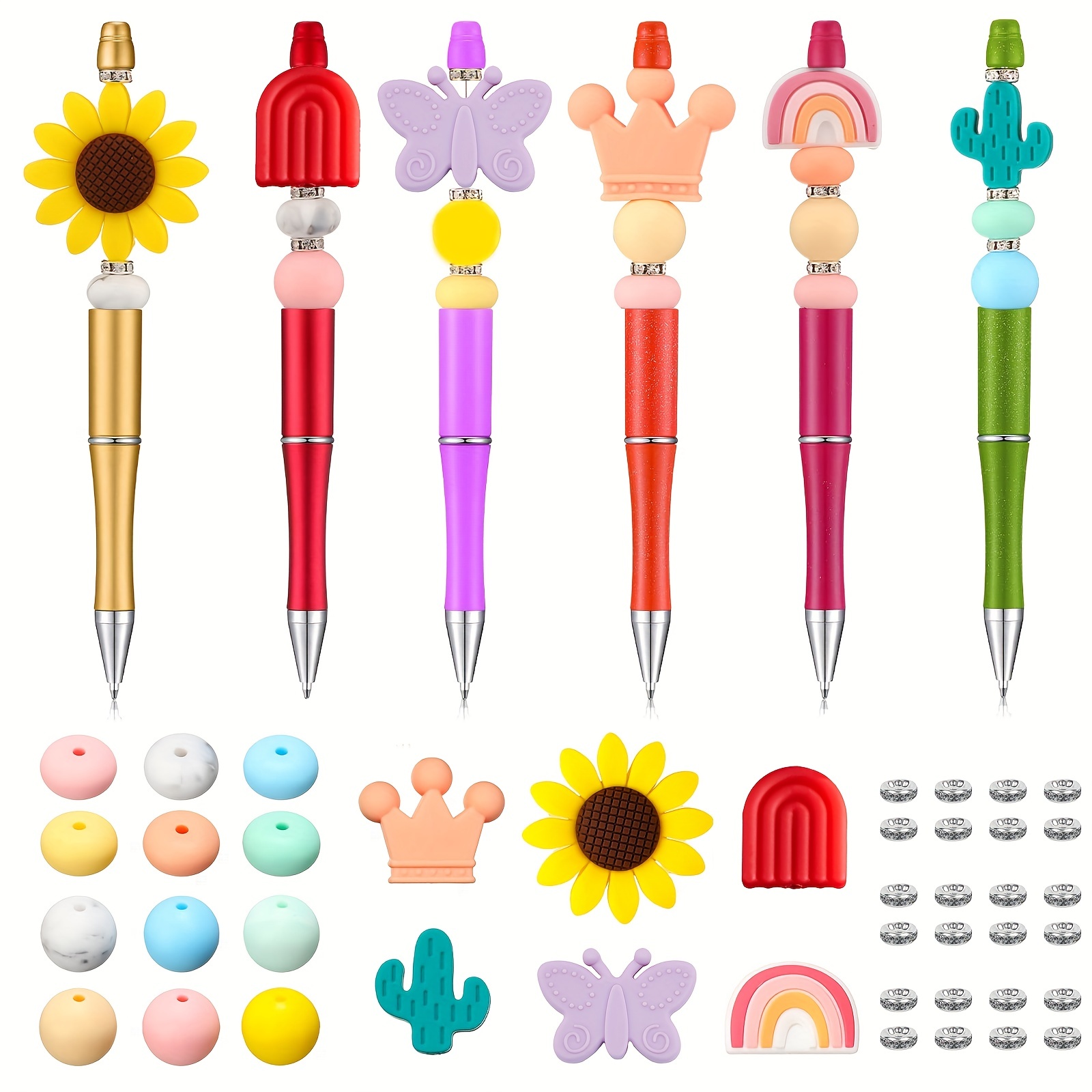 Plastic Beadable Pens Assorted Bead Pens For Diy Ppl Gift - Temu