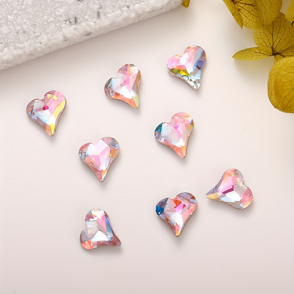 3d Crooked Peach Heart Nail Rhinestones,special-shaped Peach Heart