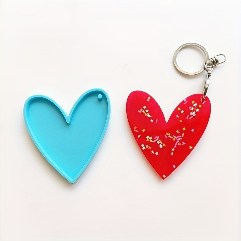Shiny Love Heart Shape Silicone Molds For DIY Keychain Epoxy Resin Mold  Craft