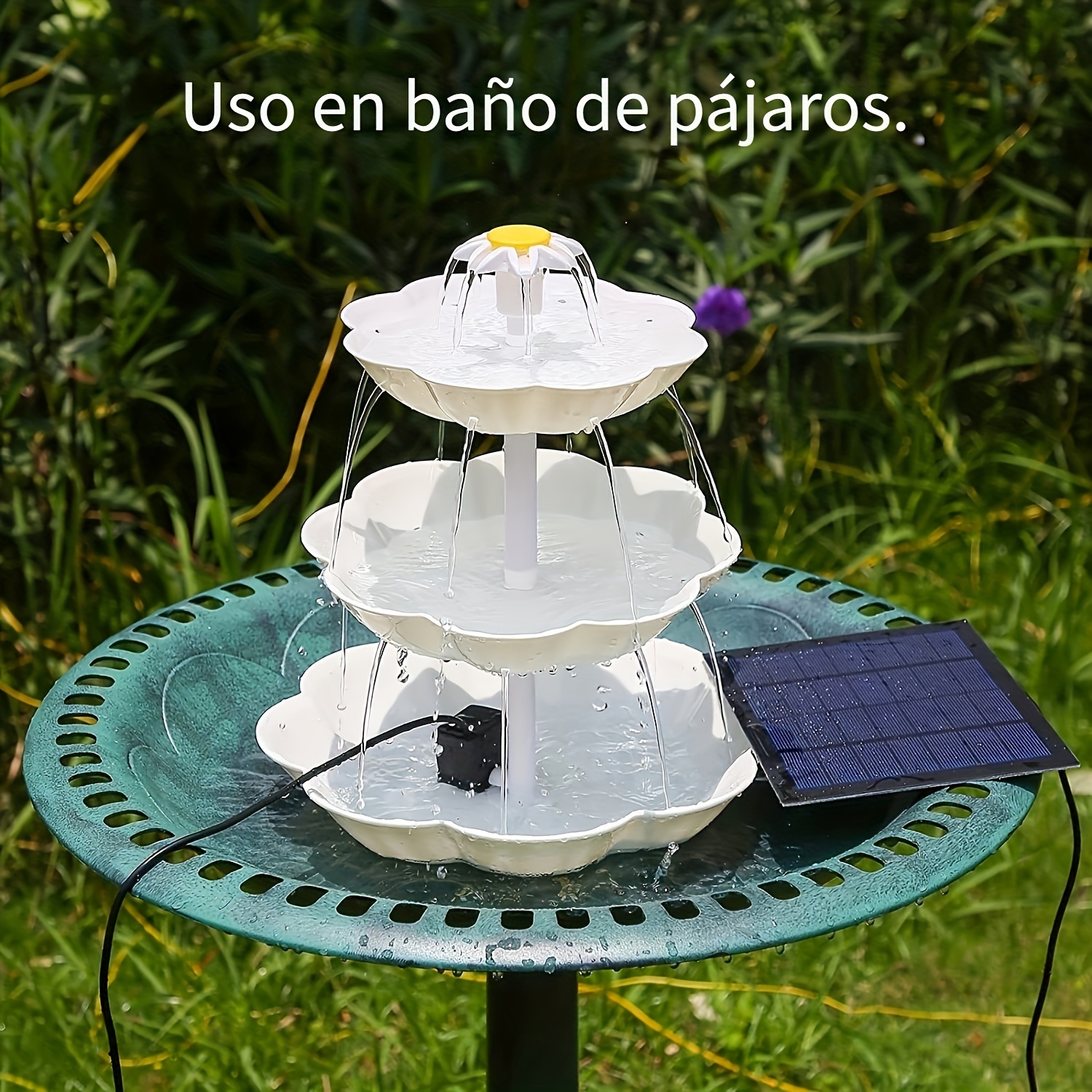 1pc Bomba Fuente Agua Solar Flor Loto Baño Aves Fuente Hoja - Temu