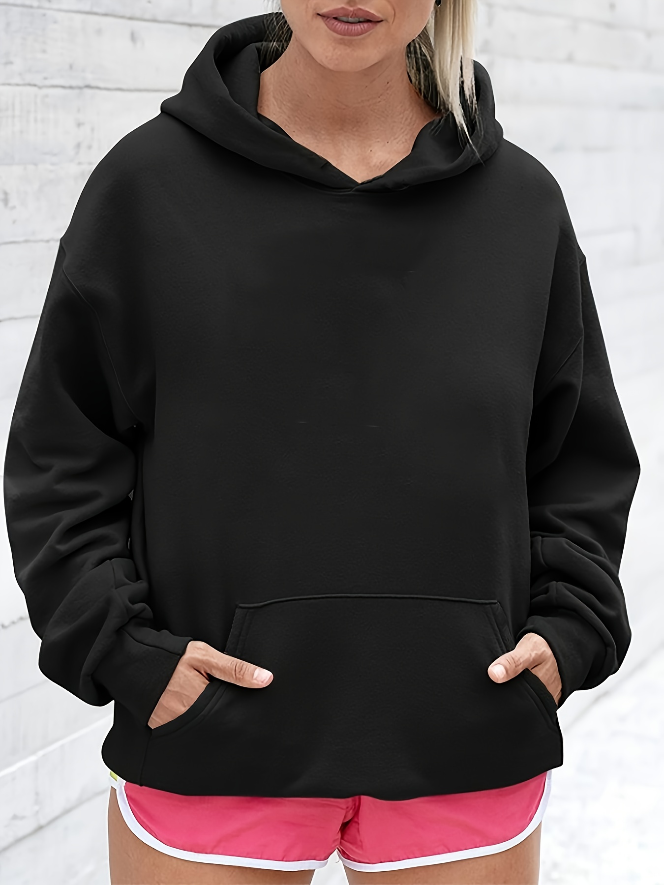 New York Mens Hoodies Pullover Print Hooded Jacket Long Sleeve Sweatshirt  Kangaroo Pocket Loose Fit with Hood Drop Shoulder