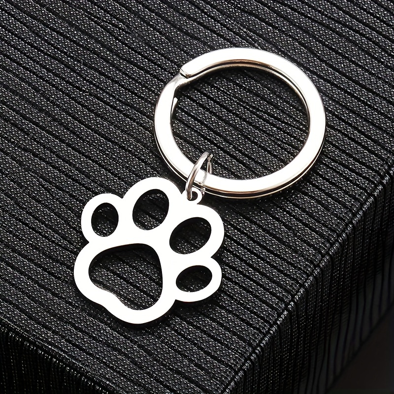 Paw Print Keychain - Dog Paw - Cat Paw Carved Wood Key Ring - Paw Print Wooden Engraved Charm - Animal Paw Print Charm