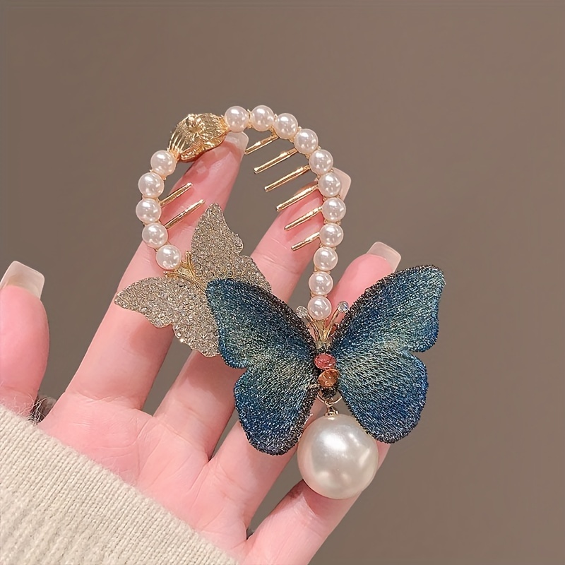 Elegant Pearl Butterfly Hair Clip