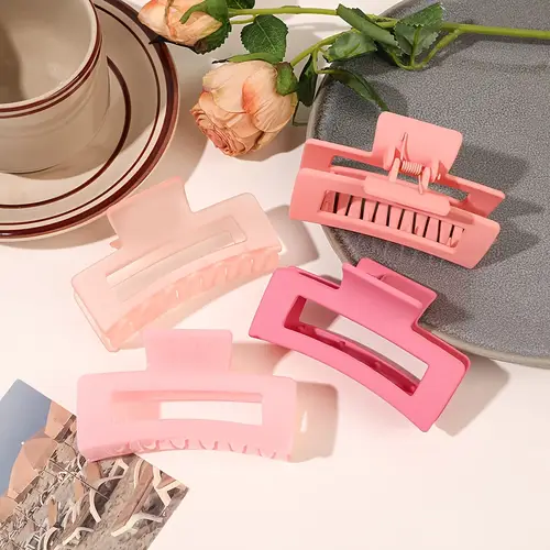 4pcs rectangle claw clips jelly color and solid large jaw clips ponytail holder hair clips for women female