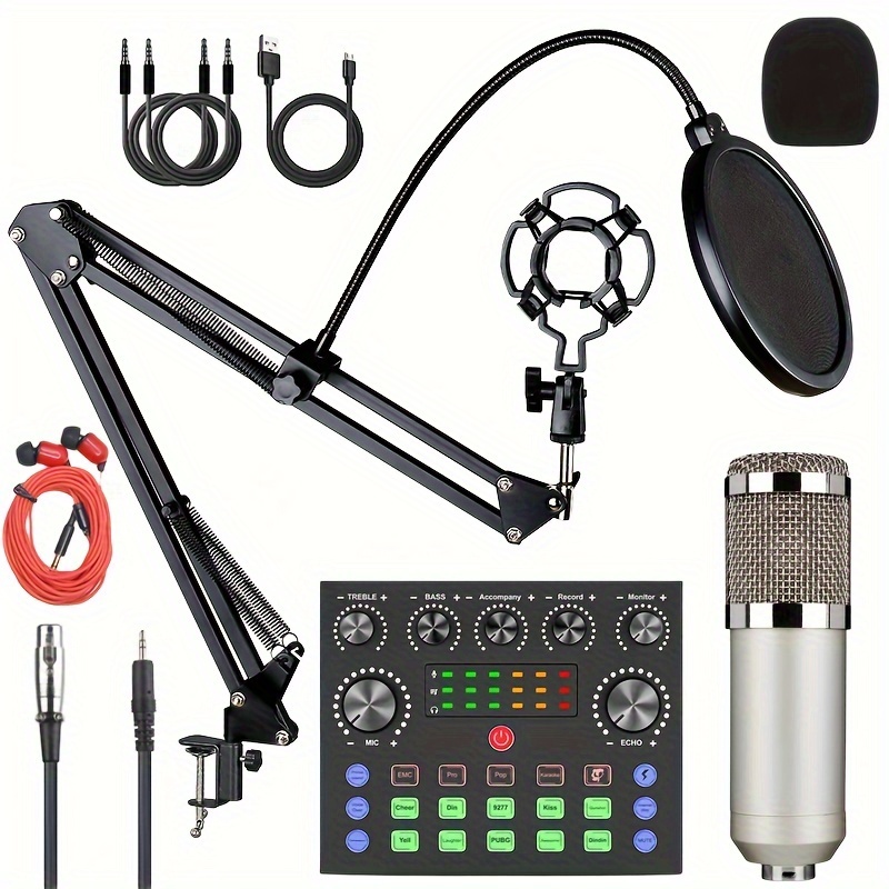 Kit de microphone à condensateur BM800 avec mixeur audio pour le streaming, microphone  changeur de voix pour ensemble d'équipement de podcast en direct, karaoké