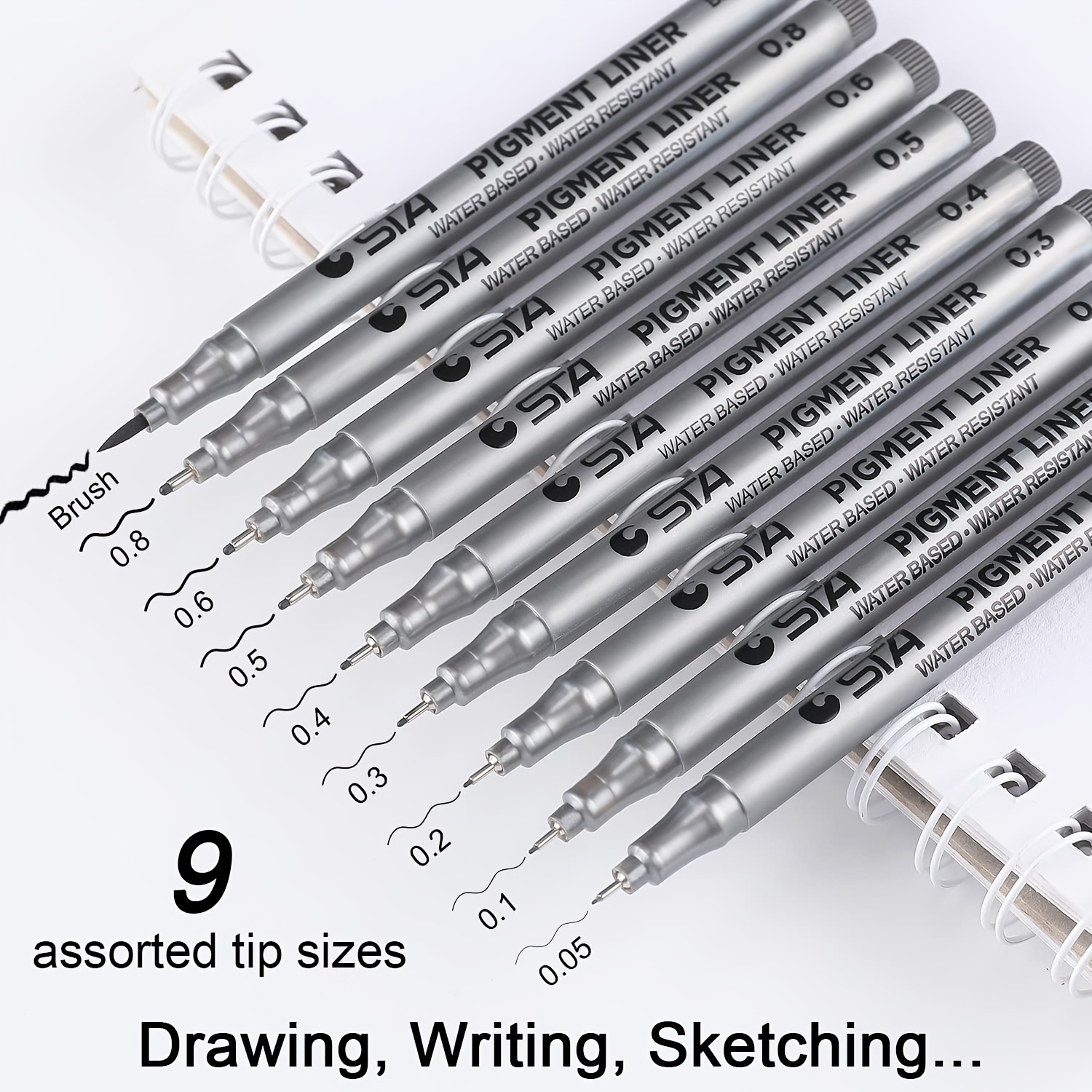  9 Pack Micro-line Pens, 0.5 Mm Micro,9 Colors Fineliner Pen  Waterproof Ink Set, Fine Point Pen,Multi-liner For Sketching, Anime, Manga,  Artist Illustration,Technical Drawing