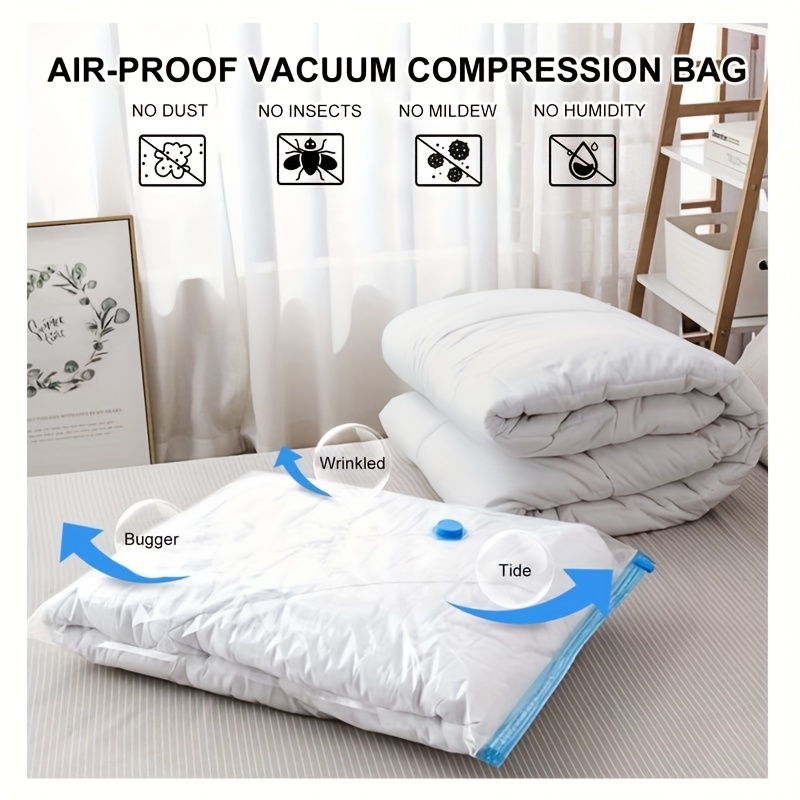 Vacuum Storage Bags, 6 Pack Space Saver Bags, Compression Storage Bags for  Comforters and Blankets, Vacuum Sealer Bags for Clothes Storage, Hand Pump