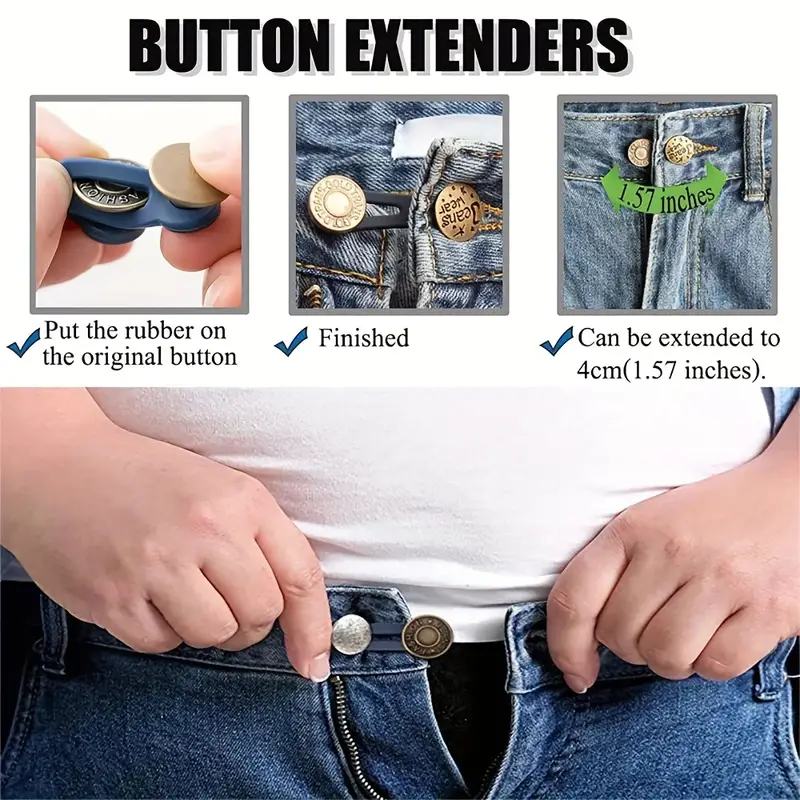 Unisex Retractable Buckles Metal Buttons Jeans Waist - Temu