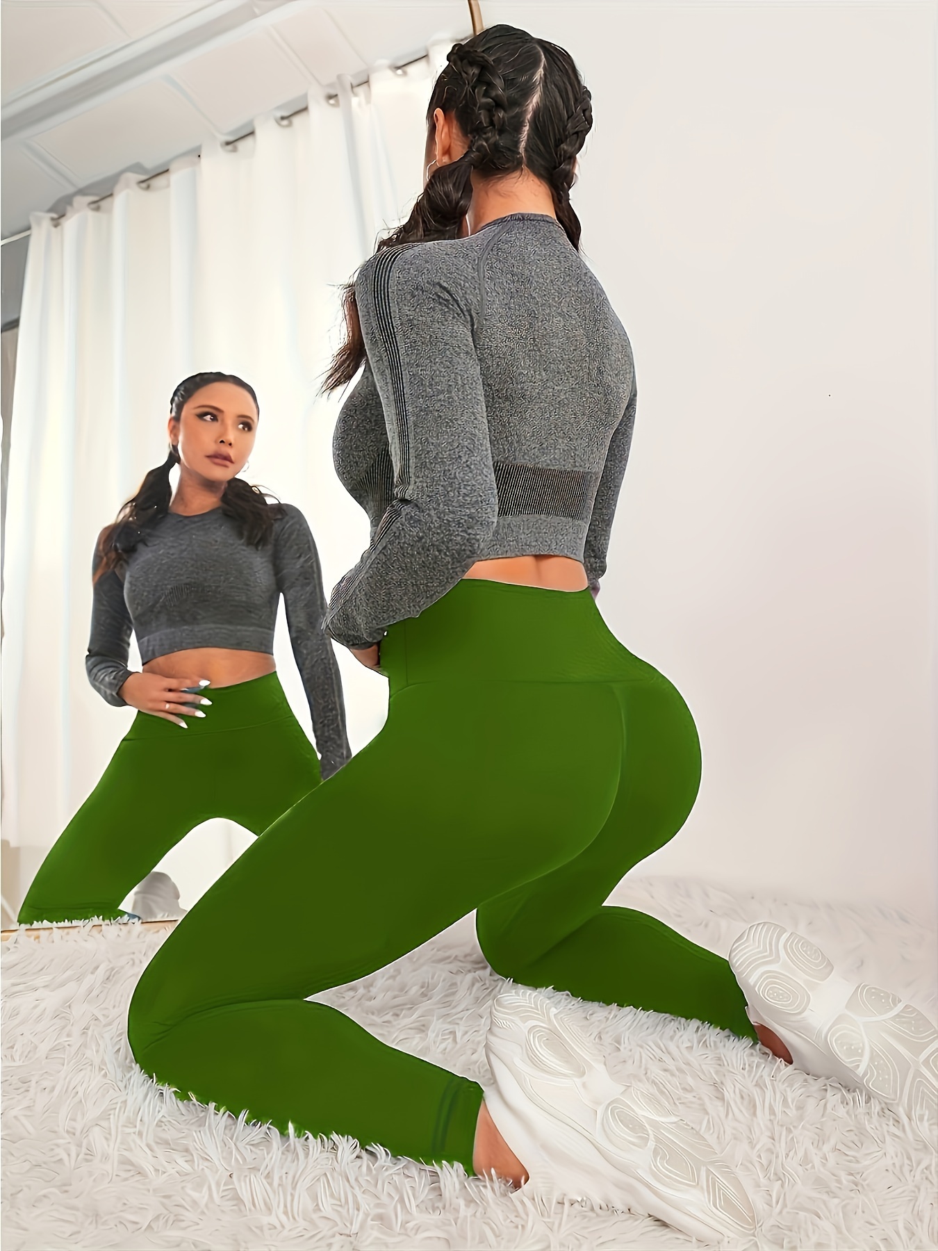 Green shaping ladies fitness leggings