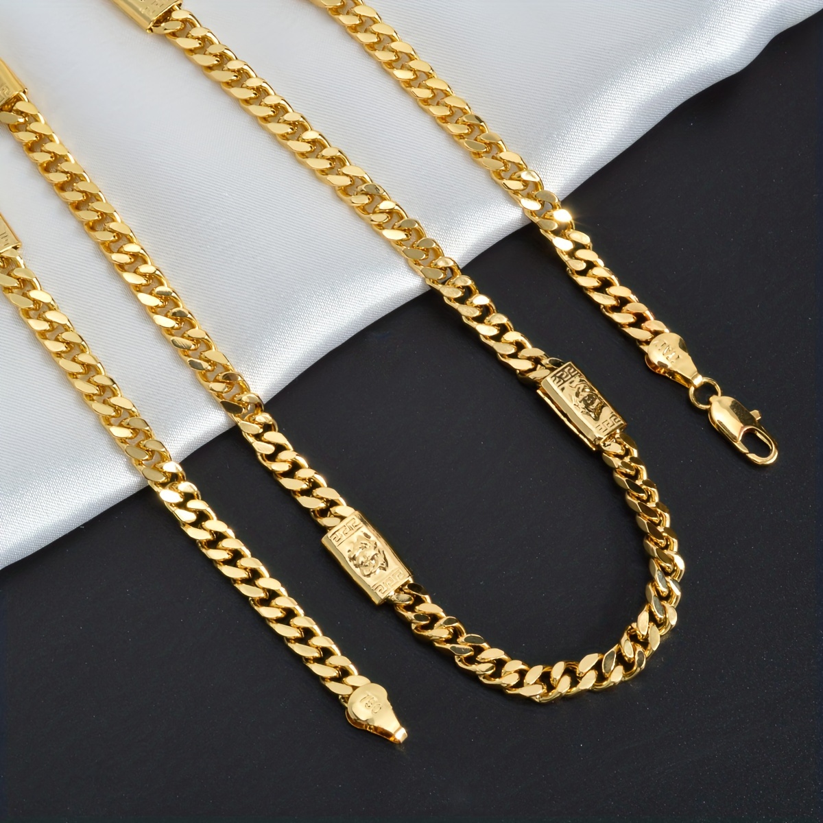 1pc 5mm Golden Link Chain Cuban Necklace for Men and Women - Durable Copper, Electroplated with 18K Gold for Long-Lasting Shine and Style Jewelry