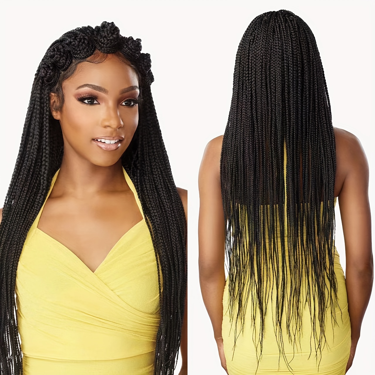 Black Ombre Green Extra Long Braided Hair Wig Lightweight - Temu