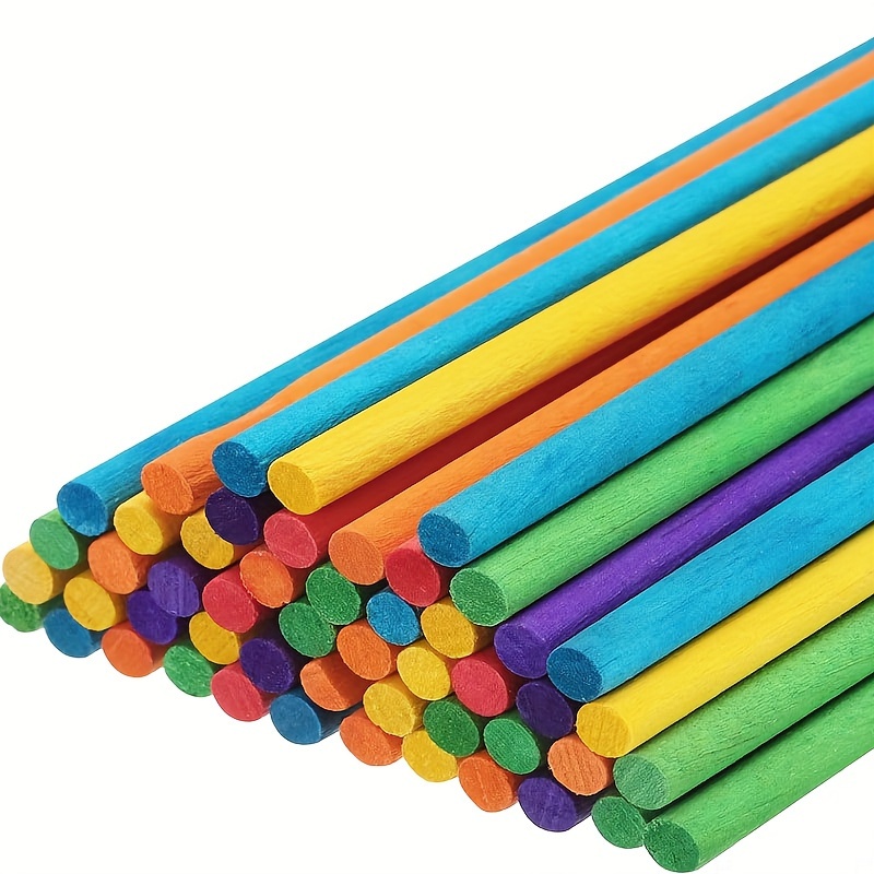 Rainbow Wood Craft Sticks, Colorful Sticks 4.5 Wooden Craft Stick