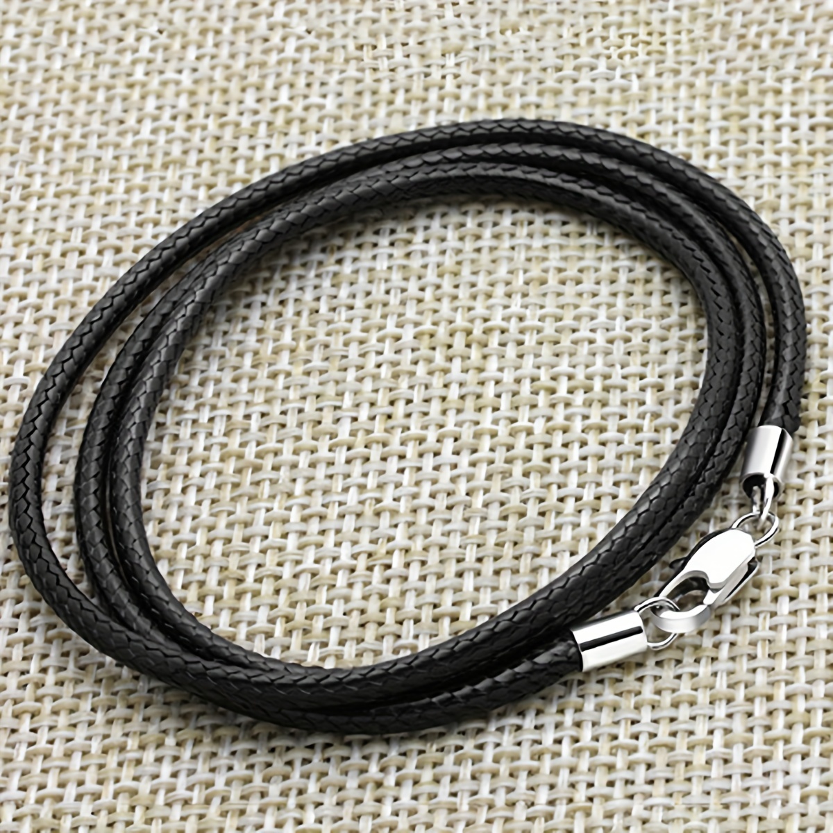 Men's 3mm Wax Cord Choker Necklace with Stainless Steel Clasp