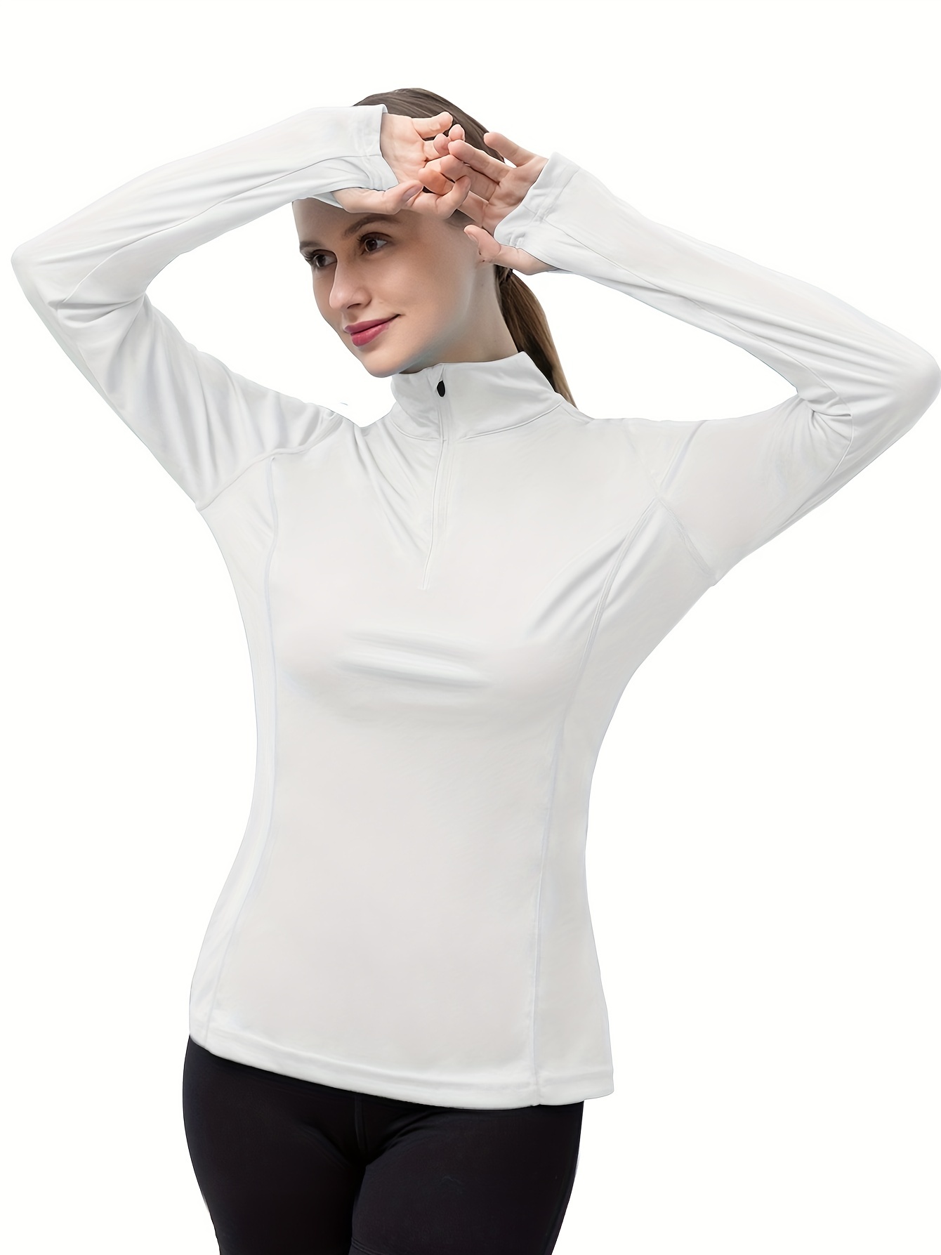 Plain V Neck Sun Protection T shirt Long Sleeve Loose Fit - Temu