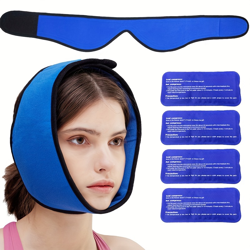 PVC Cold Therapy Headache Relief Cap with Ice Pack Mask for Migraine,,  Medium