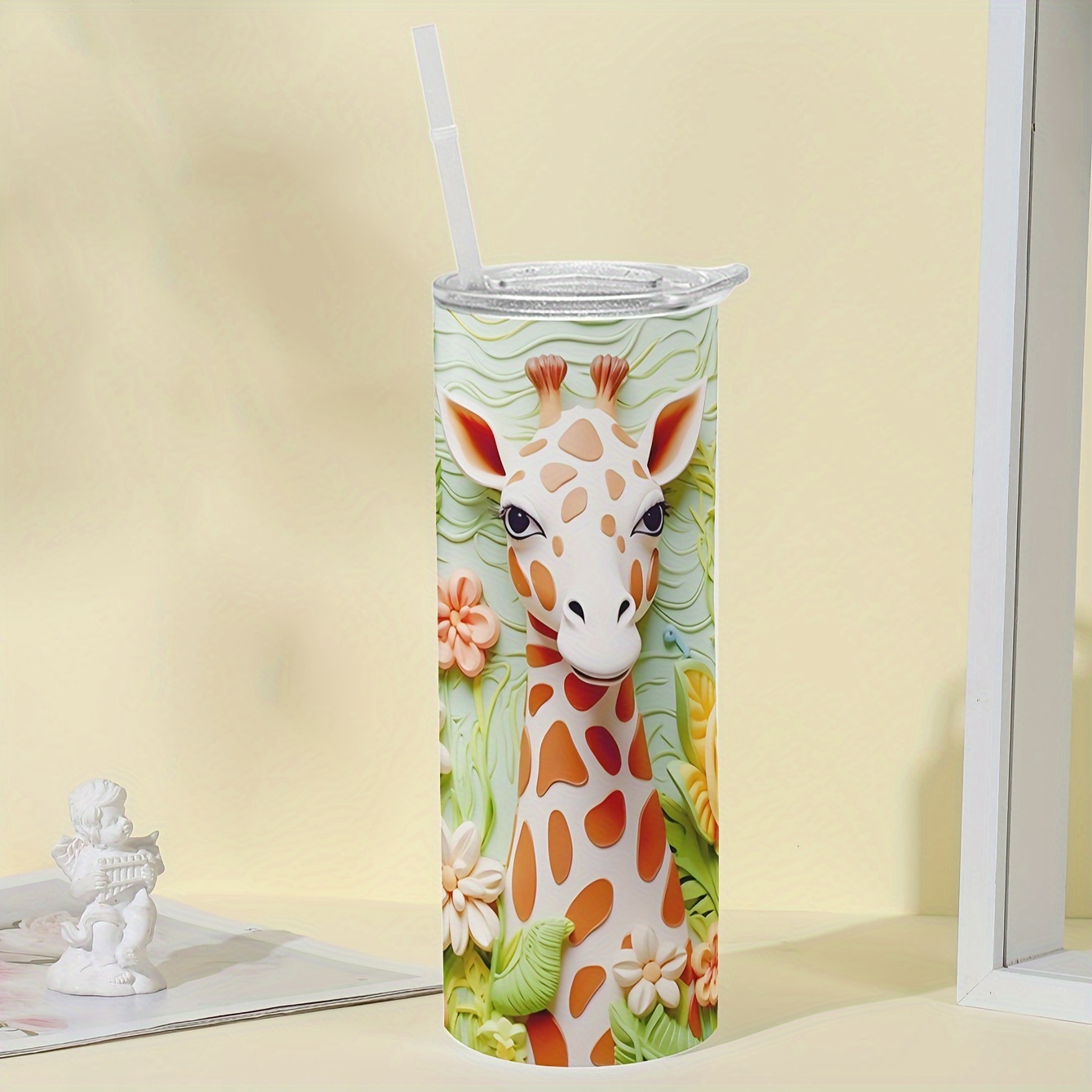 Giraffe Tumbler 20oz Insulated Stainless Steel Travel Cup Coffee Mug Lid  Straw