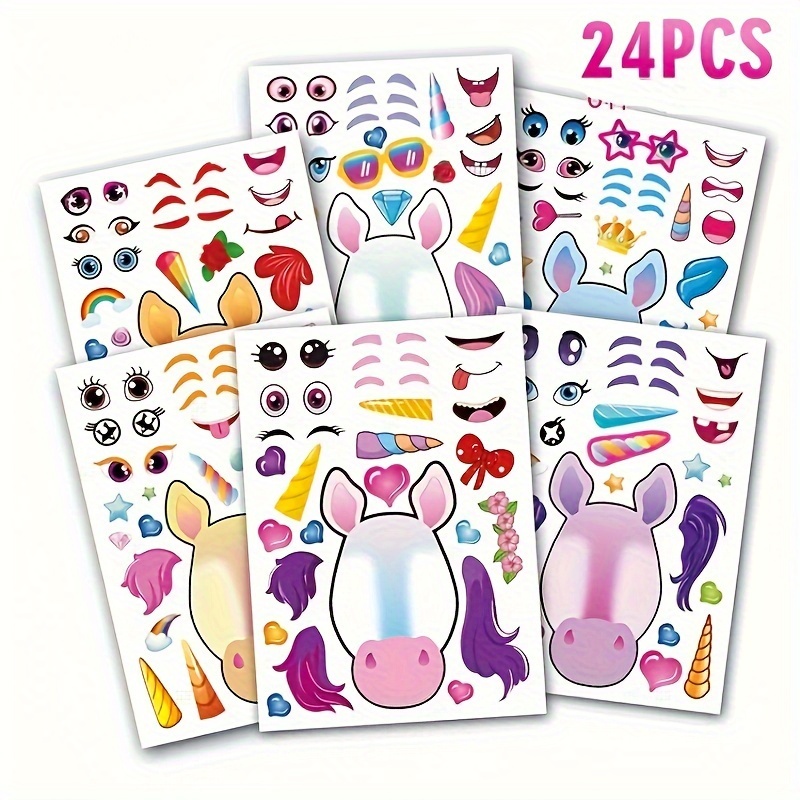 Kids Stickers Make A Face Puzzle Game Halloween Decal DIY Craft Girl Boy  Party Supplies School Reward Make Your Own Sticker Gift