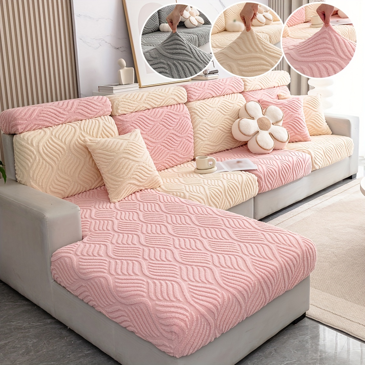 1 pezzo monocolore rosa Copridivano senza poliestere elastico Fodera per  divano per