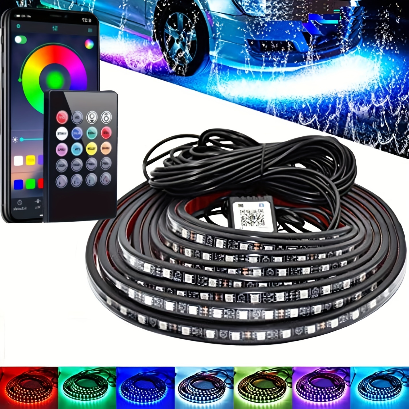 Comprar Tira de luces LED para coche, luces de ambiente RGB, luz