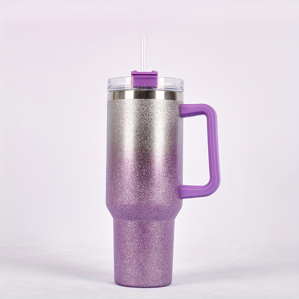 Glitter Tumbler With Lid And Straw, Stainless Steel Thermal Water