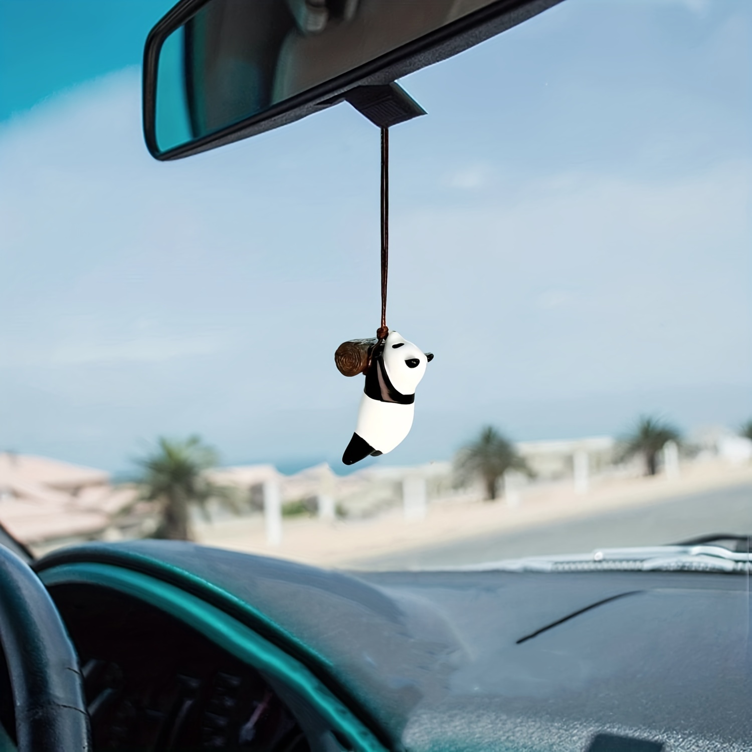 Kreative DIY Schaukel Panda Auto Rückspiegel Anhänger Zweig Katze Auto  Dekoration Anhänger