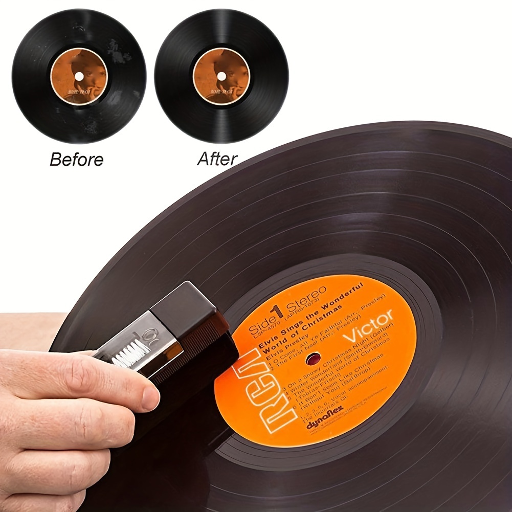 Brosse de nettoyage antistatique pour disque vinyle, accessoire pour disque  vinyle, en poils de chèvre, manche
