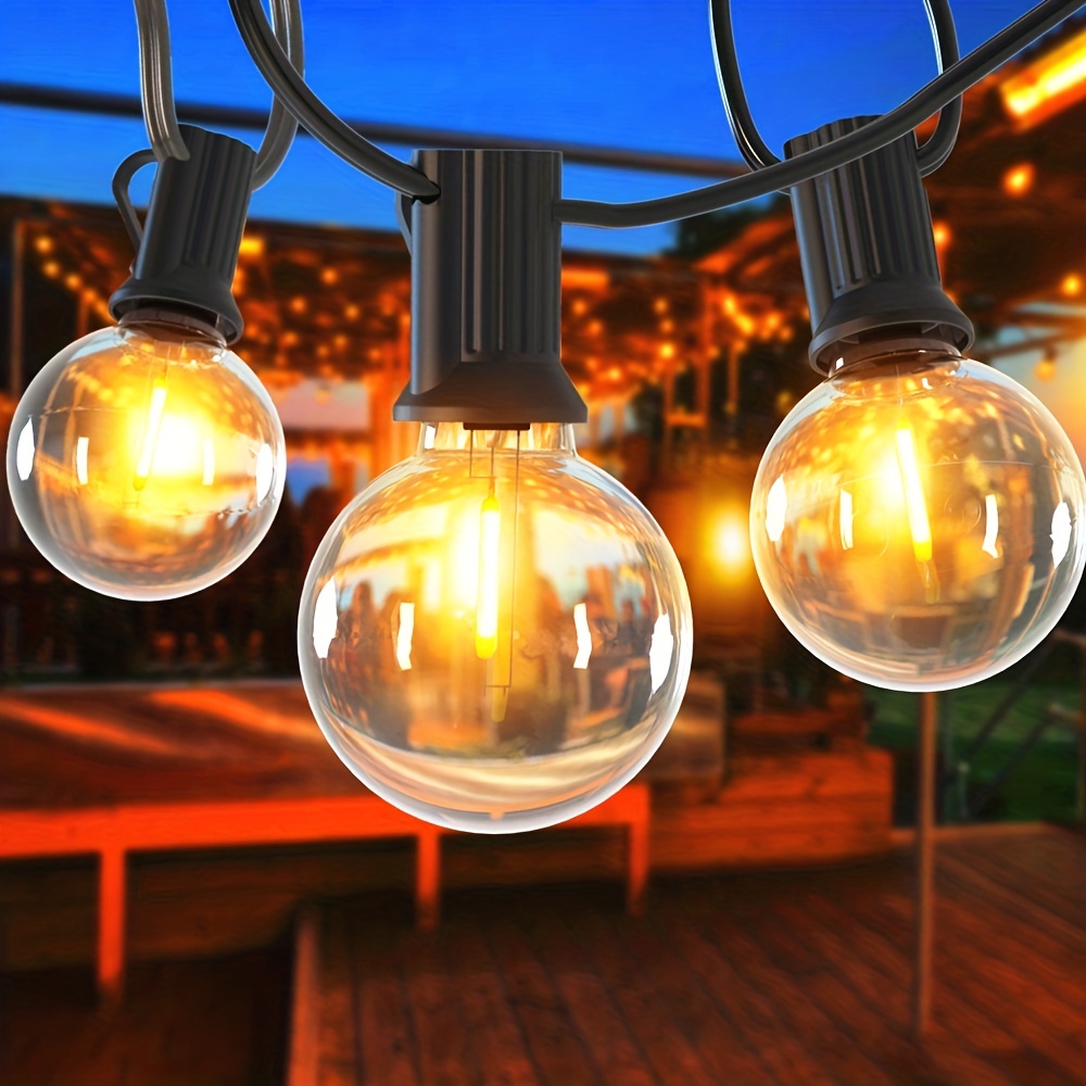 Guirnalda de luces para exteriores, luces LED S14 de 48 pies para patio con  15 Edison de plástico, luces colgantes conectables resistentes a la