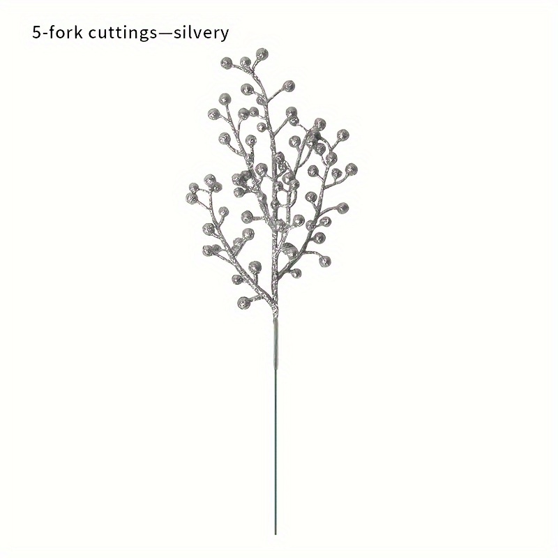 5 Forks Artificial White Berries Stems Christmas Berry Branches