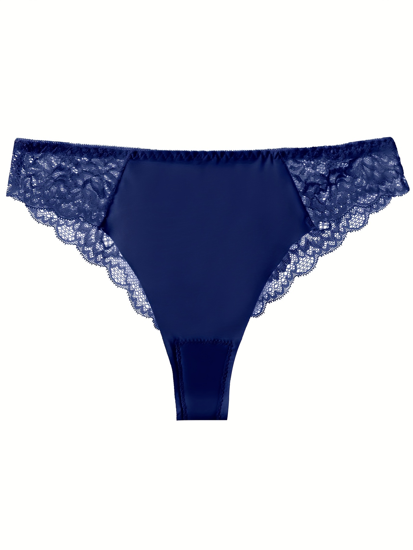 Scallop Trim Thongs Soft Comfy Contrast Lace Intimates - Temu Canada