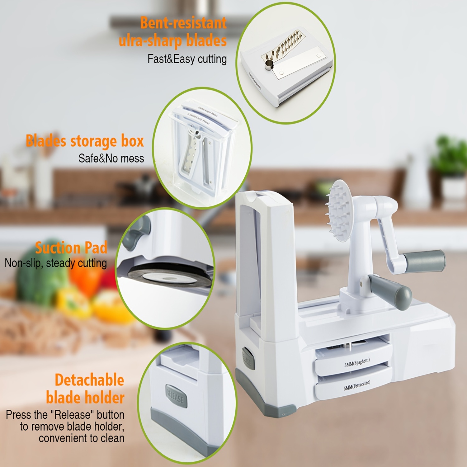  Electric Spiralizer with 3 Blades - Fast, Easy Spiral