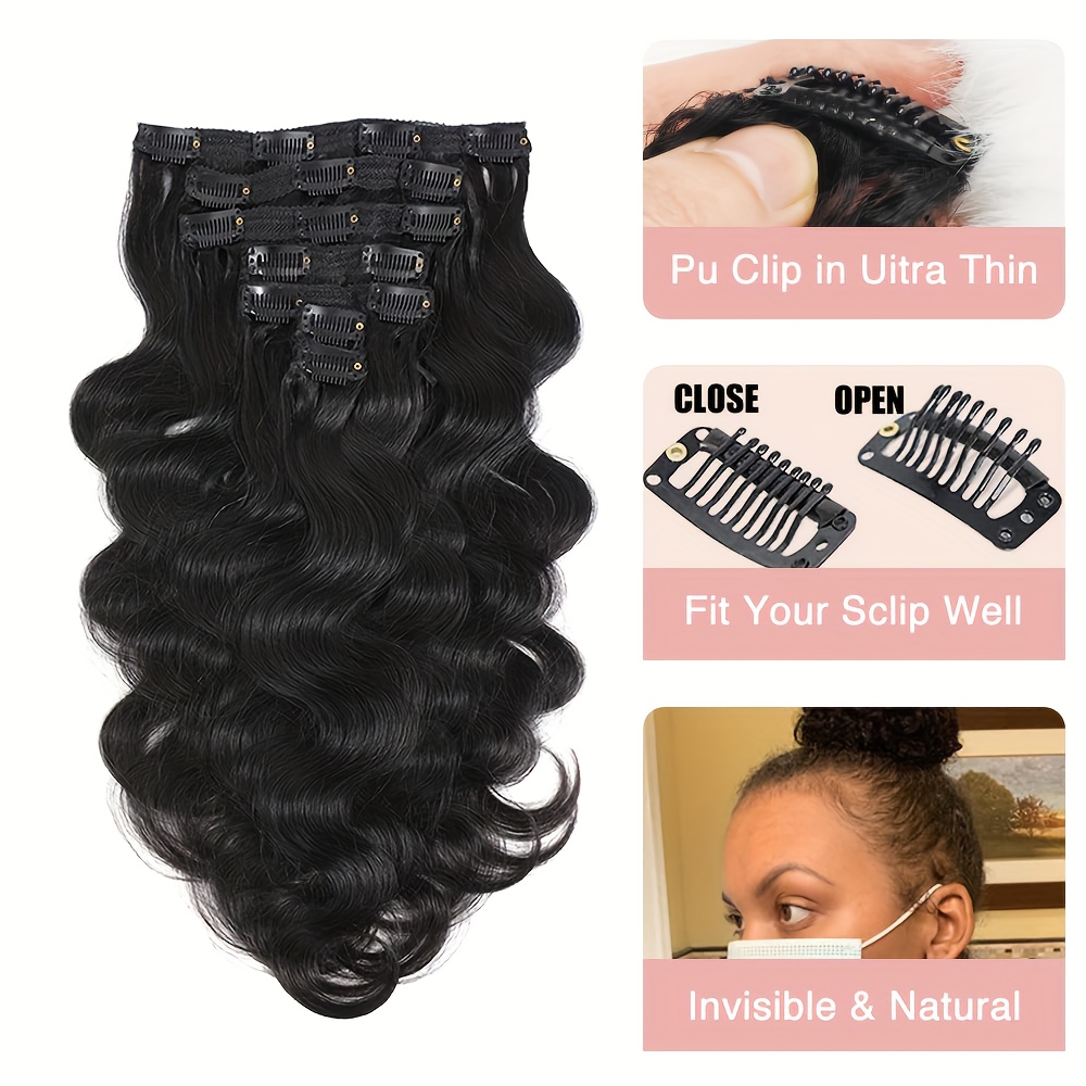 Seamless Body Wave Clip In Hair Extensions