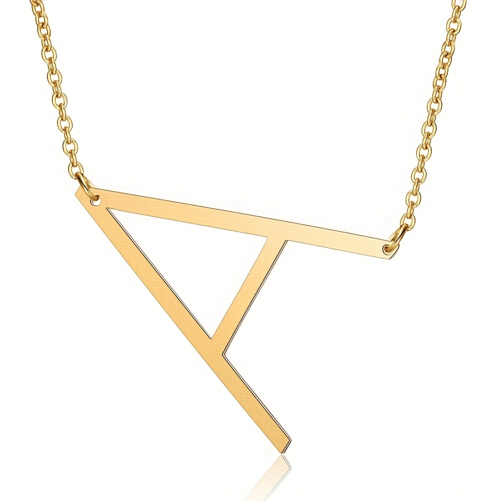 TEMU 1pc 26 English Letters Pendant, Titanium Accessory, Stainless Steel Necklace, Women's Jewelry, Choker Chain