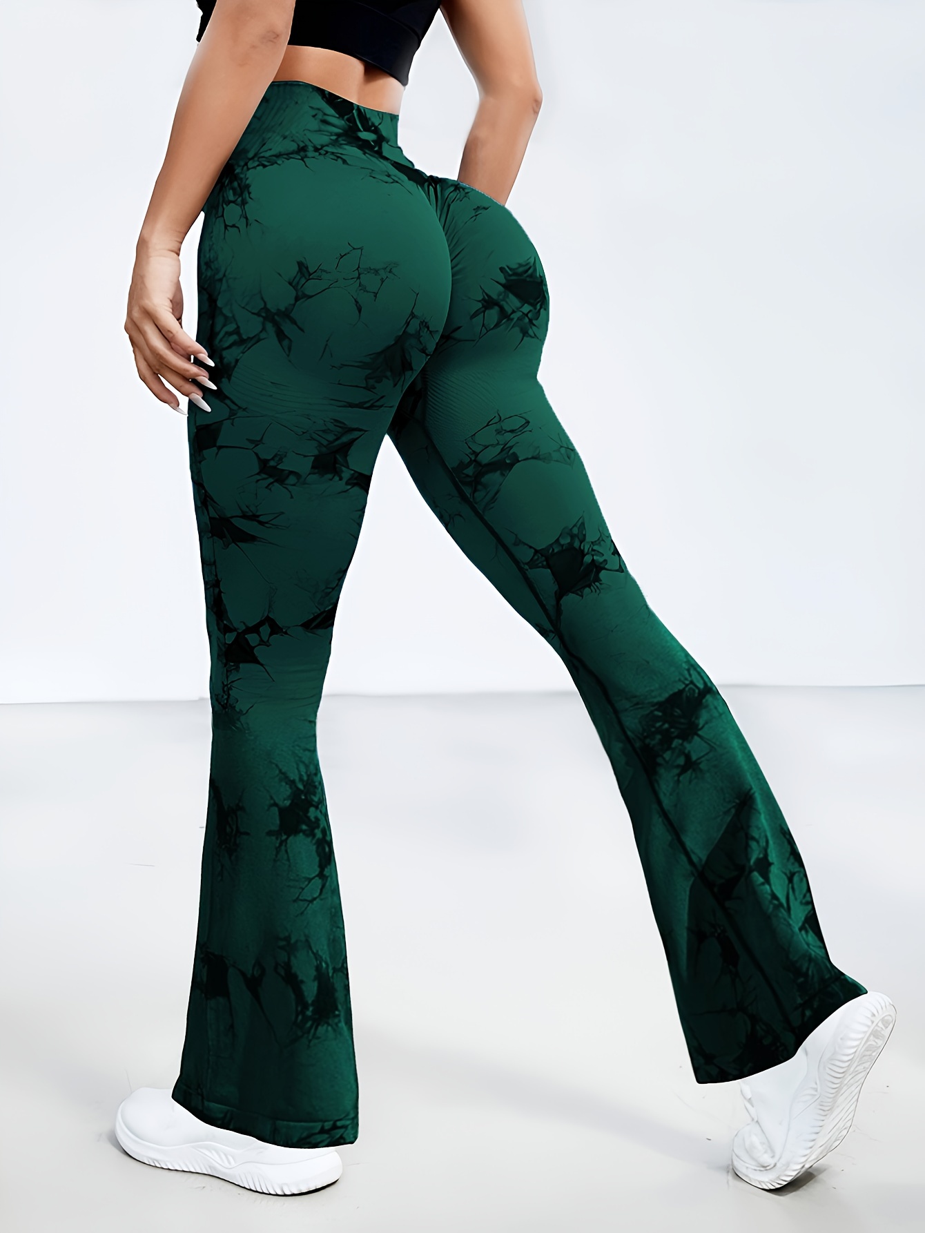 Emerald Green Lounge Pants, Women's Flare Pants, Ladies Track