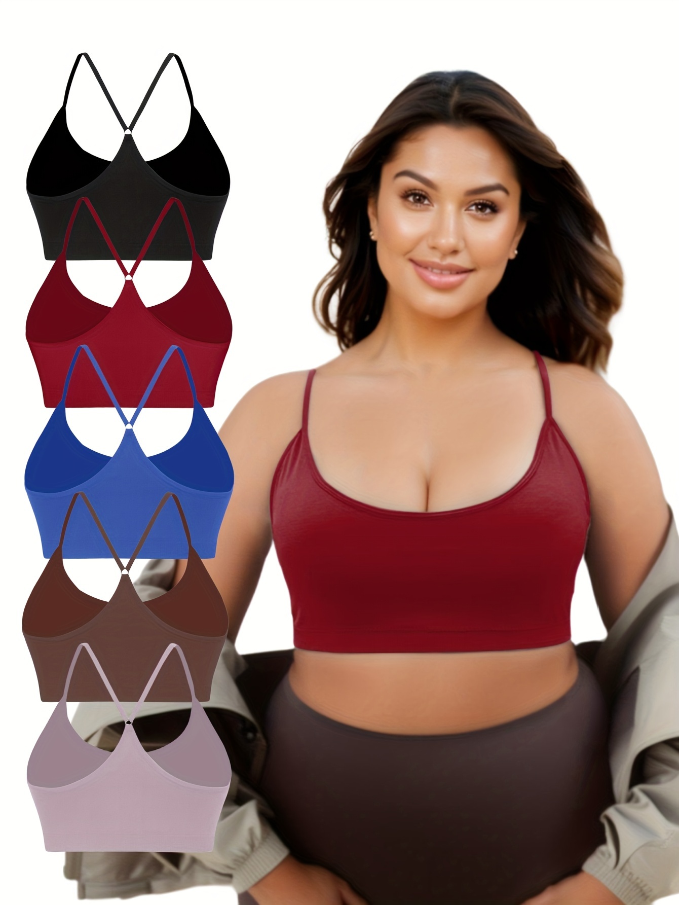 Plus Size Solid Color Breathable Seamless Sports Bra Women's - Temu