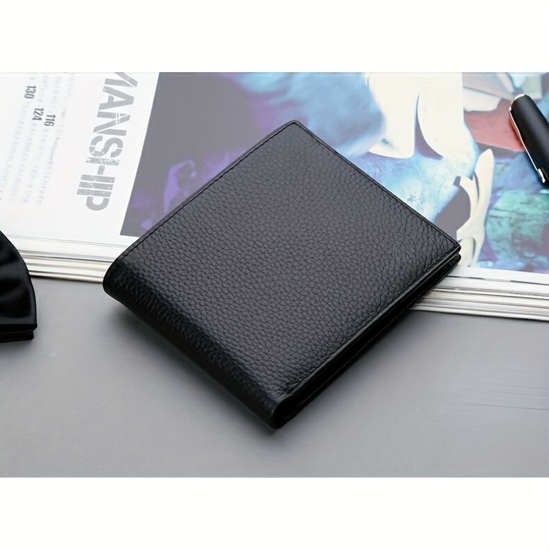 Men's Litchi Embossed Short Wallet Money Clip