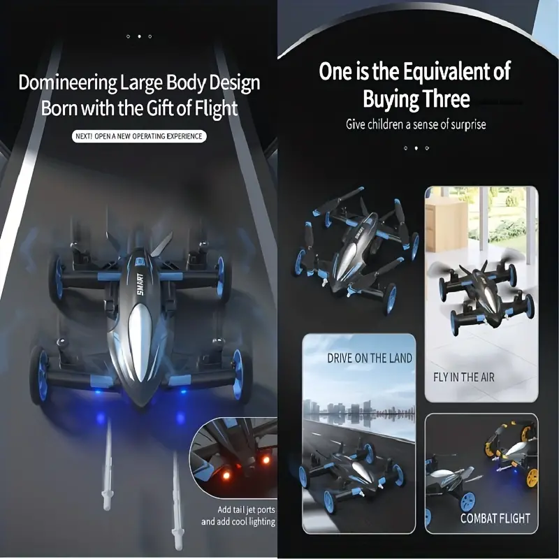 two in one 2 4g shooting combat uav beginner remote control uav air ground flight on board camera hd wifi fpv rc quadrotor 3d flip with land mode or airplane mode gesture recognition details 5