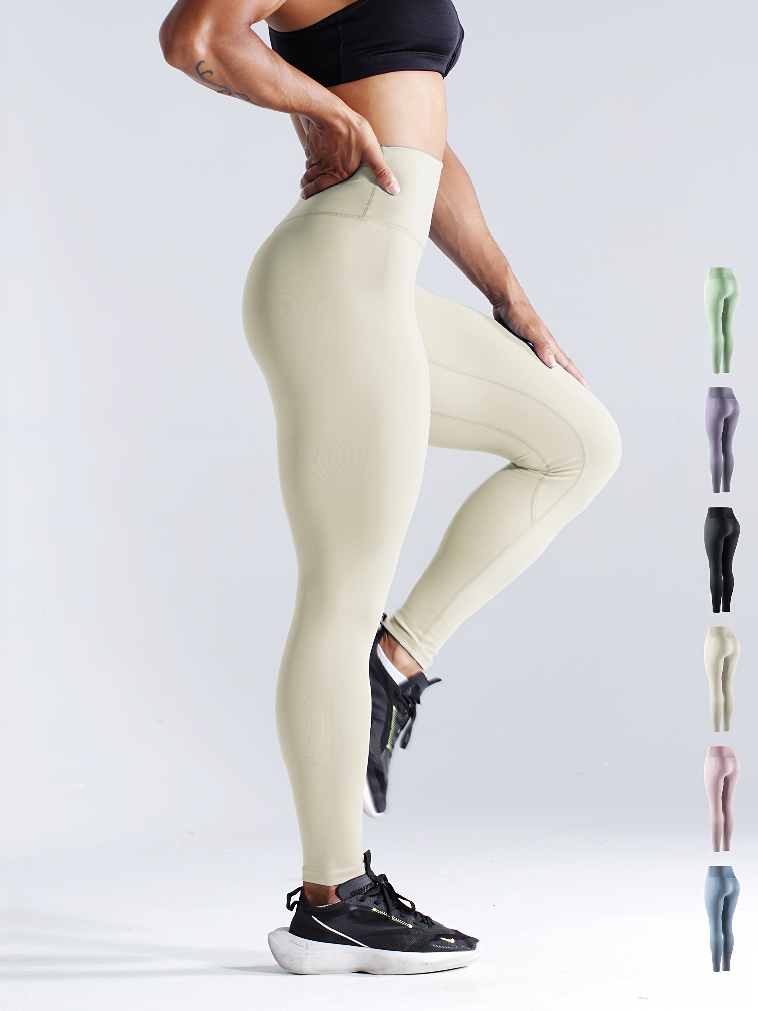 Solid Breathable High Waist Yoga Fitness Leggings Quick - Temu Canada