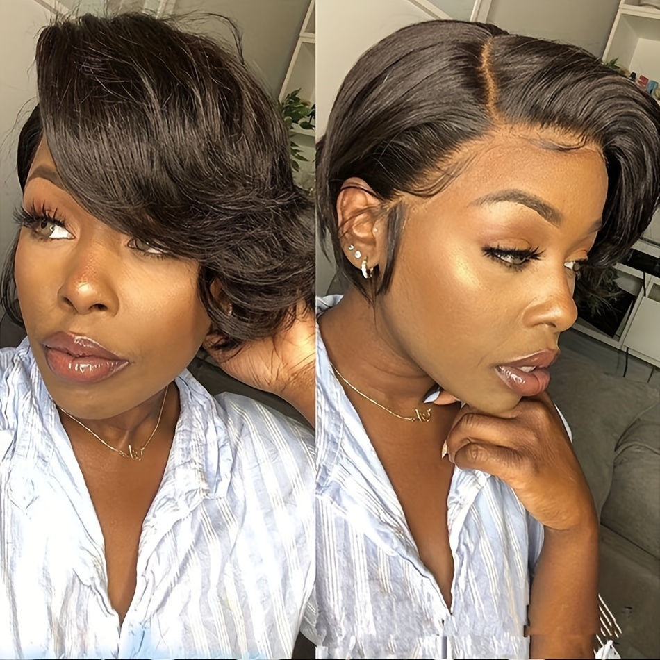 Pre Plucked Transparent Lace Front Bob Wig Short Pixie Cut Frontal