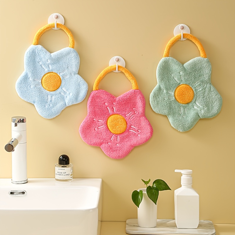 1Pcs Soft Absorbent Towels Kitchen Bathroom Hanging Wipe Hand Towels Baby