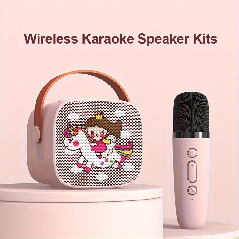Máquina de karaoke para adultos y niños, altavoz Bluetooth portátil con 2  micrófonos inalámbricos UHF, sistema de altavoz de karaoke con luces LED