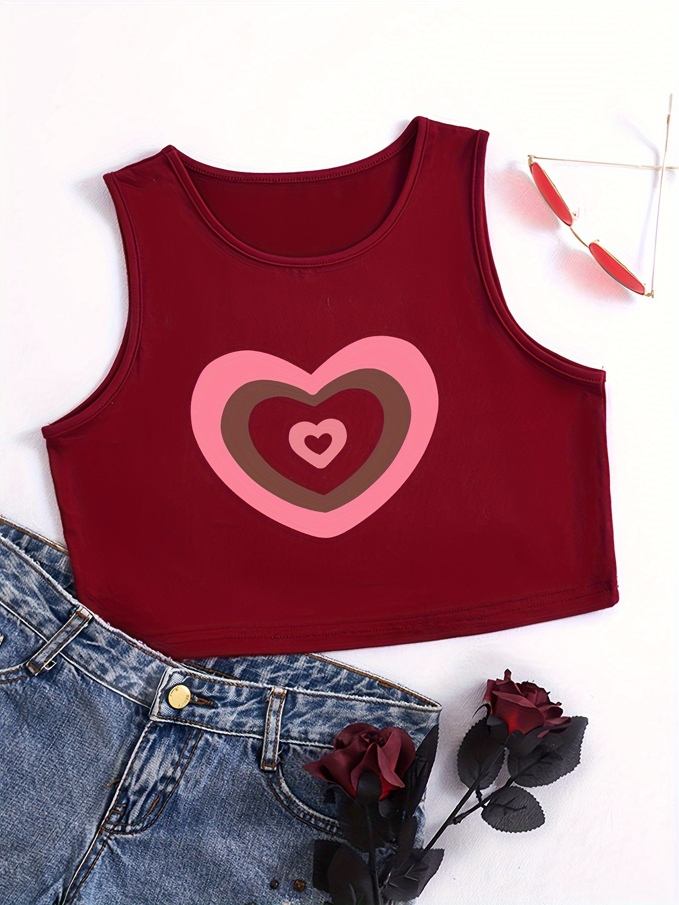 Heart Tank Top - Pink/Red