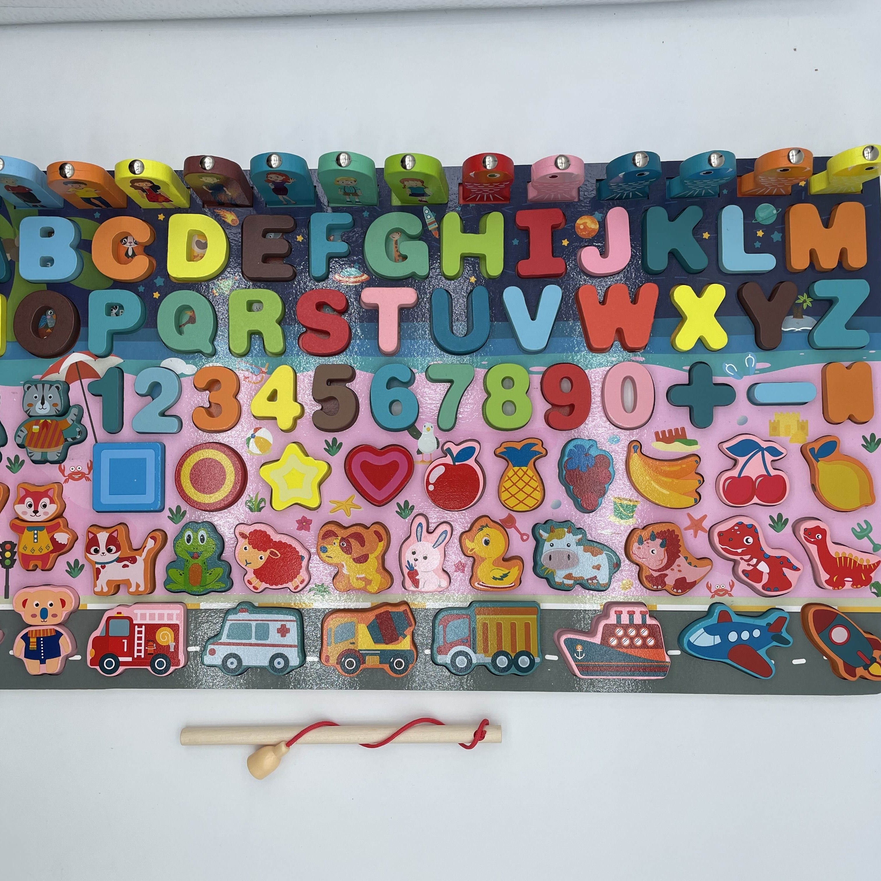 モンテッソーリ教育木製玩具 子供用幼稚園数字 文字 交通 釣り ビジー