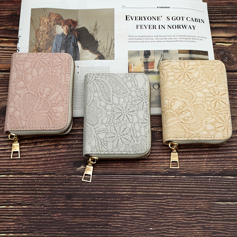 Ladies long pu leather wallet fashion zipper large capacity long card  holder heart-shaped embroidery money bag phone coin wallet