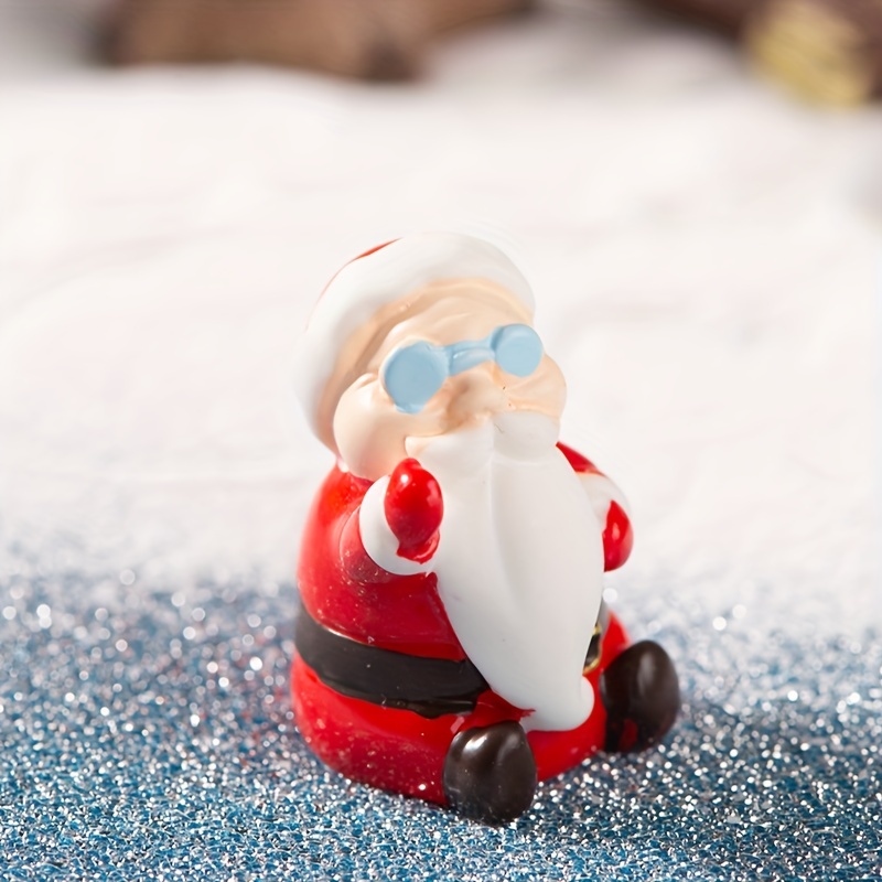 Mini Christmas Ornaments Set Resin Santa Claus And Snowman - Temu