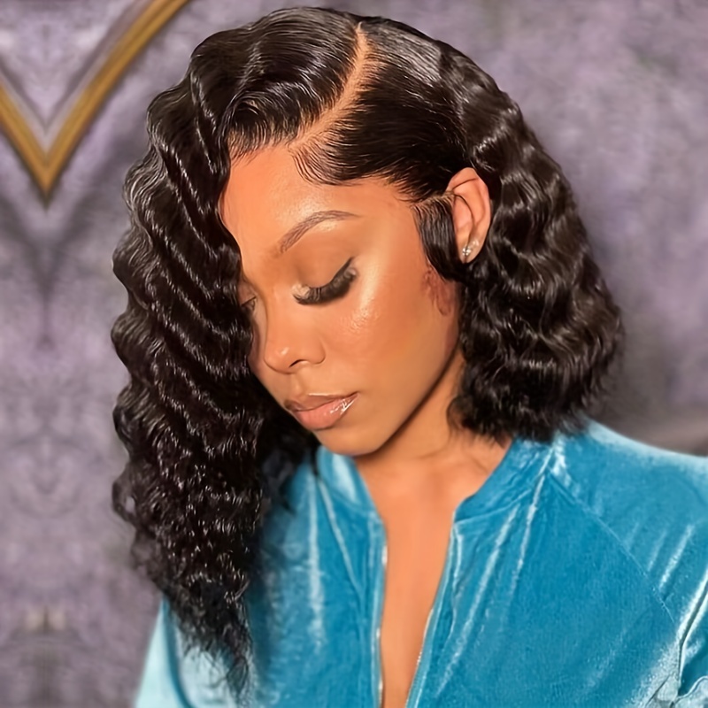 Wear and Go Glueless Wigs Human Hair Pre Plucked Deep Wave Bob Wig Human  Hair Lace Front Wigs for Beginners Upgraded No Glue Pre Cut 4x4 Lace  Closure