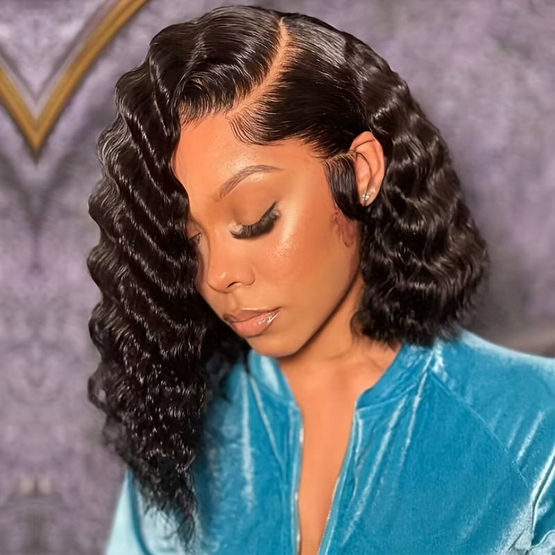 Glueless Deep Weave Bob Wigs Human Hair Preplucked Wear And - Temu